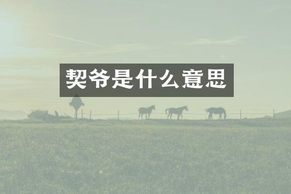 契爷是什么意思