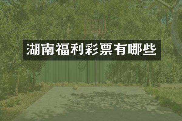 湖南福利彩票有哪些