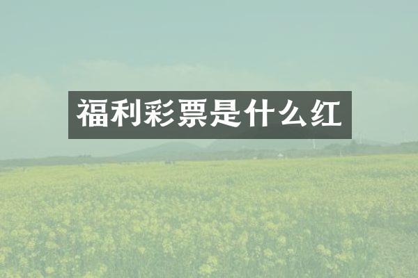 福利彩票是什么红