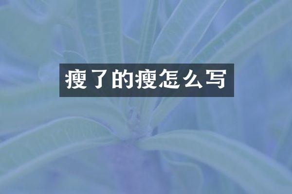 瘦了的瘦怎么写