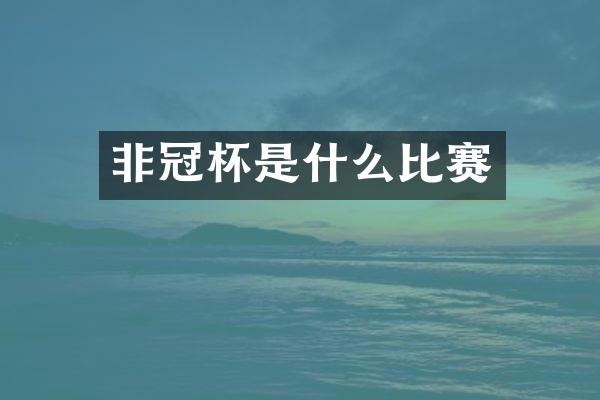 非冠杯是什么比赛