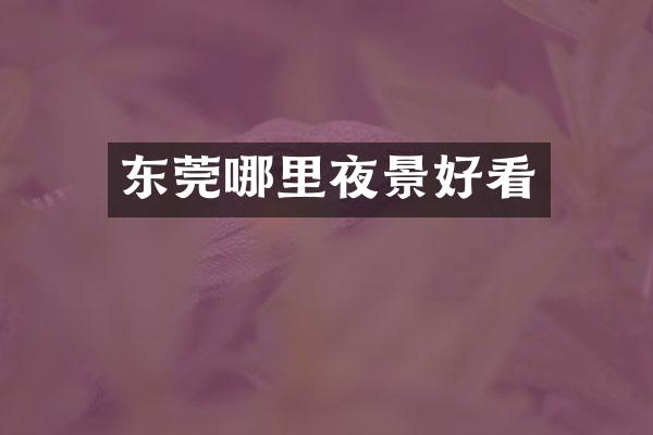 东莞哪里夜景好看