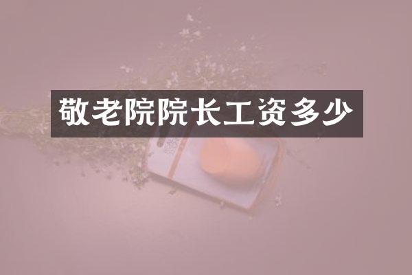 敬老院院长工资多少