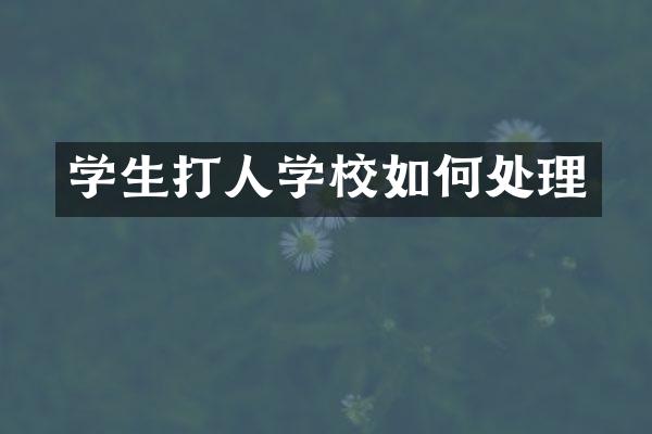 学生打人学校如何处理