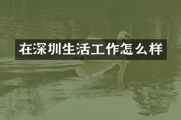 在深圳生活工作怎么样