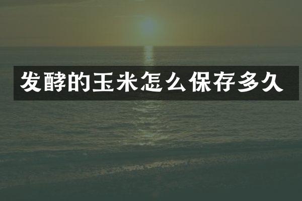 发酵的玉米怎么保存多久