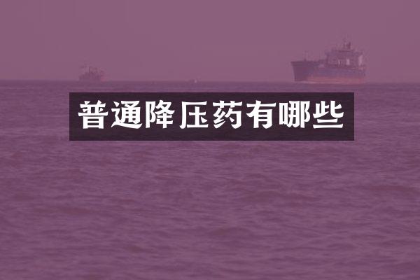 普通降压药有哪些