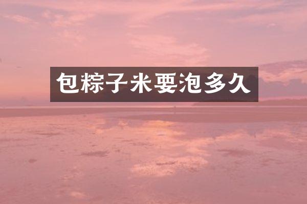 包粽子米要泡多久