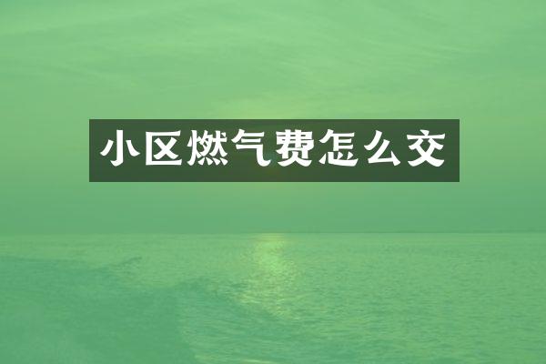 小区燃气费怎么交