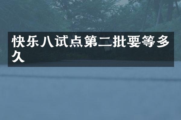 快乐八试点第二批要等多久
