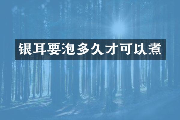 银耳要泡多久才可以煮