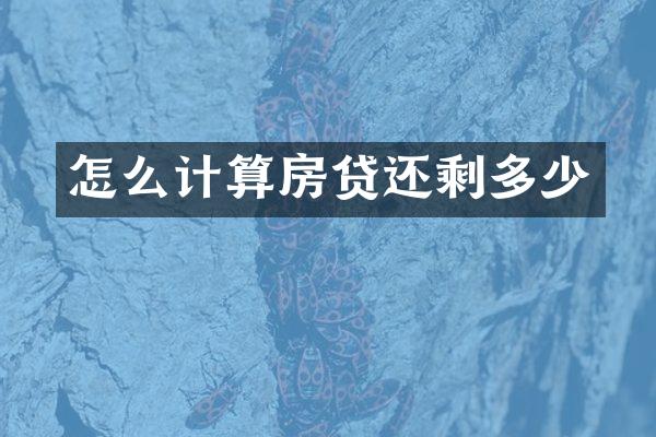 怎么计算房贷还剩多少