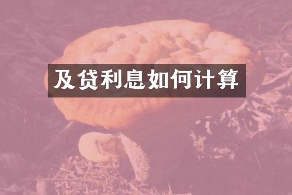 及贷利息如何计算