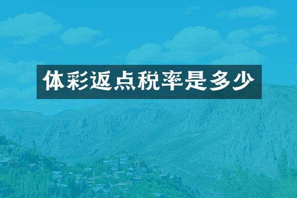 体彩返点税率是多少