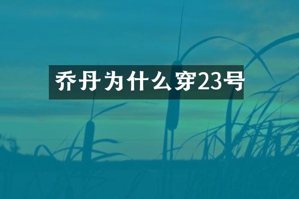 乔丹为什么穿23号