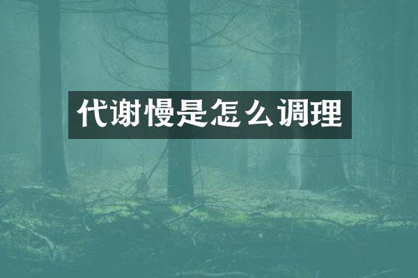 代谢慢是怎么调理