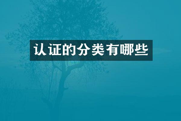 认证的分类有哪些