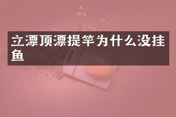 立漂顶漂提竿为什么没挂鱼