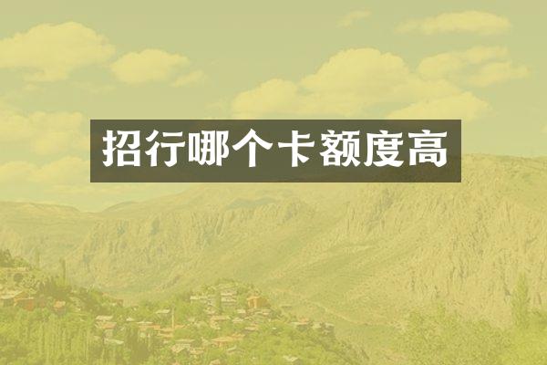 招行哪个卡额度高