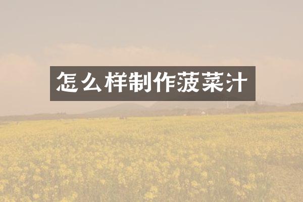 怎么样制作菠菜汁