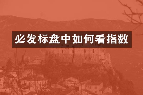 必发标盘中如何看指数
