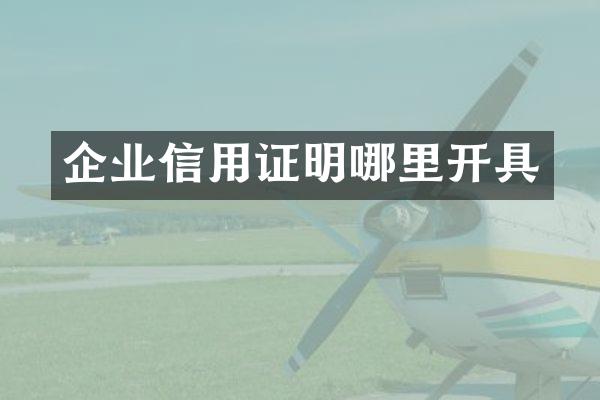 企业信用证明哪里开具