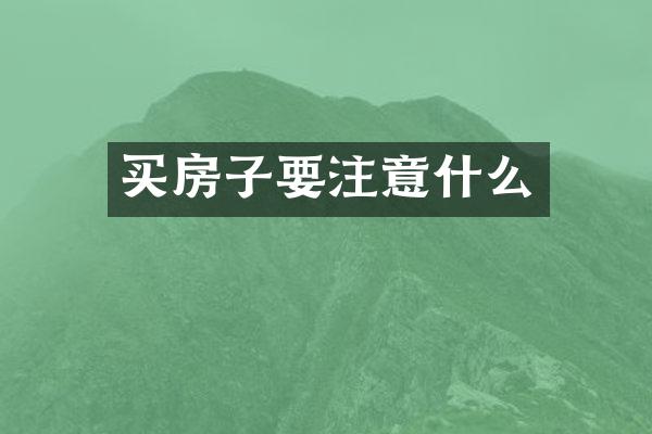 买房子要注意什么
