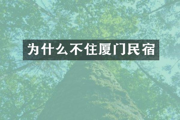 为什么不住厦门民宿