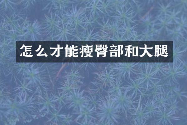 怎么才能瘦臀部和大腿