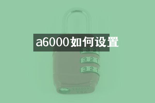a6000如何设置
