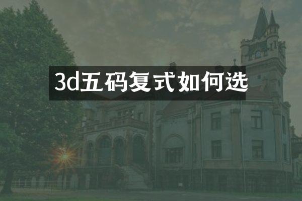 3d五码复式如何选