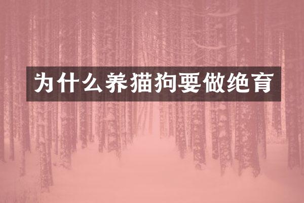 为什么养猫狗要做绝育