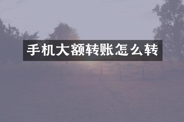 手机大额转账怎么转