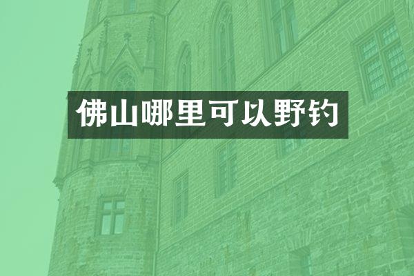 佛山哪里可以野钓