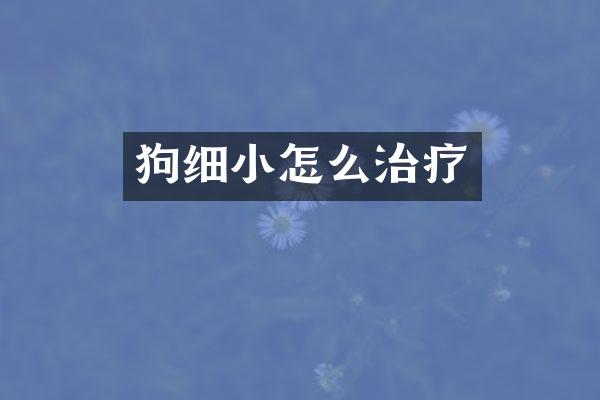 狗细小怎么治疗