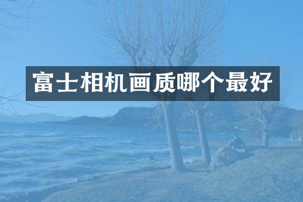 富士相机画质哪个最好