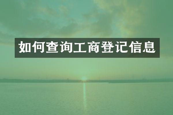 如何查询工商登记信息