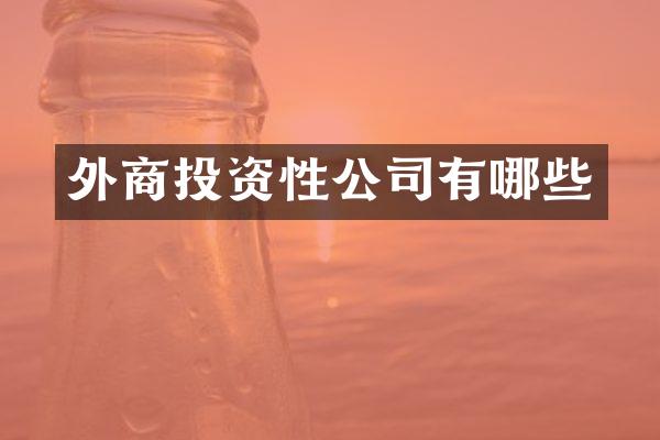 外商投资性公司有哪些