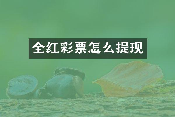 全红彩票怎么提现