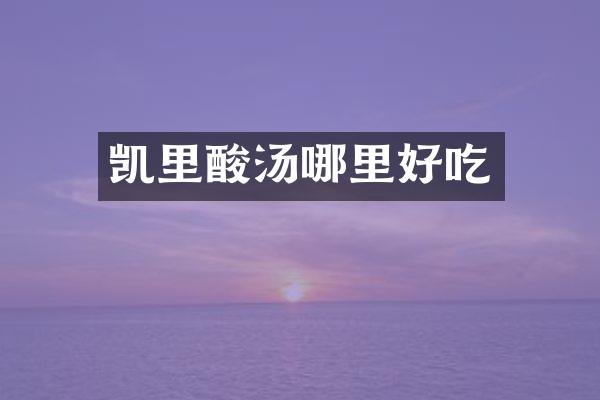 凯里酸汤哪里好吃