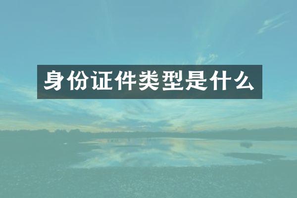 身份证件类型是什么