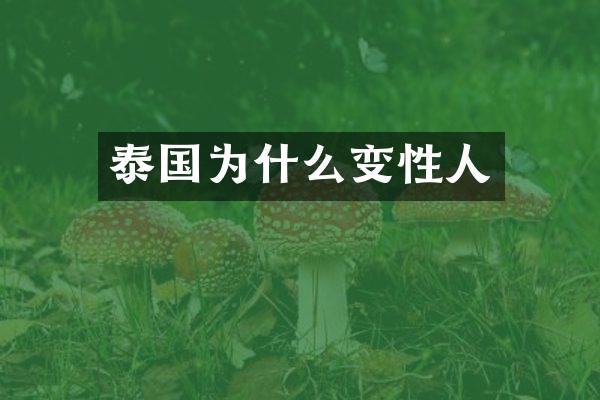 泰国为什么变性人