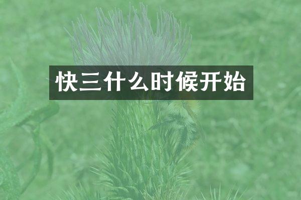 快三什么时候开始