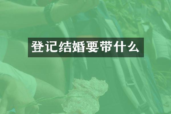 登记结婚要带什么