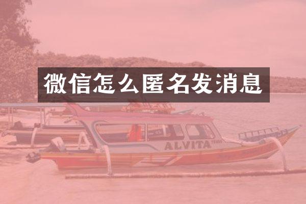 微信怎么匿名发消息