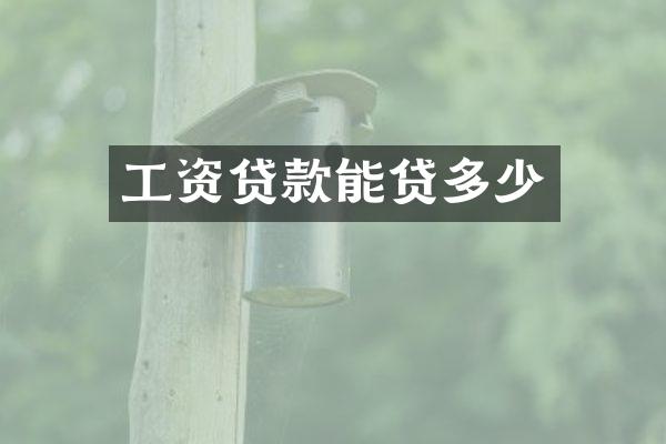 工资贷款能贷多少