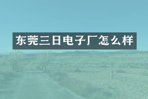 东莞三日电子厂怎么样