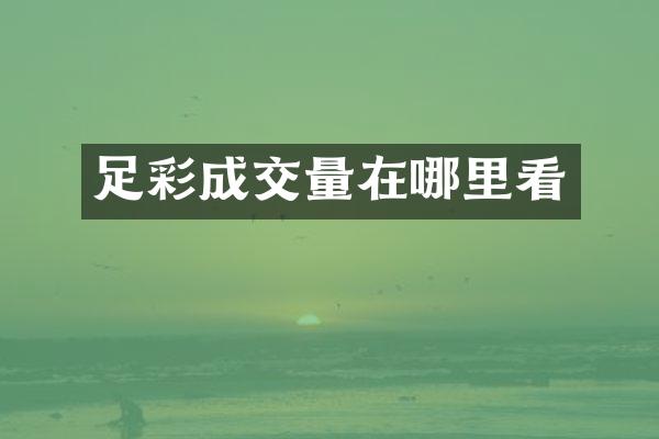 足彩成交量在哪里看