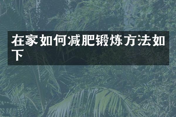 在家如何减肥锻炼方法如下