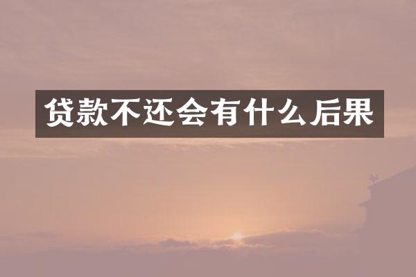 贷款不还会有什么后果